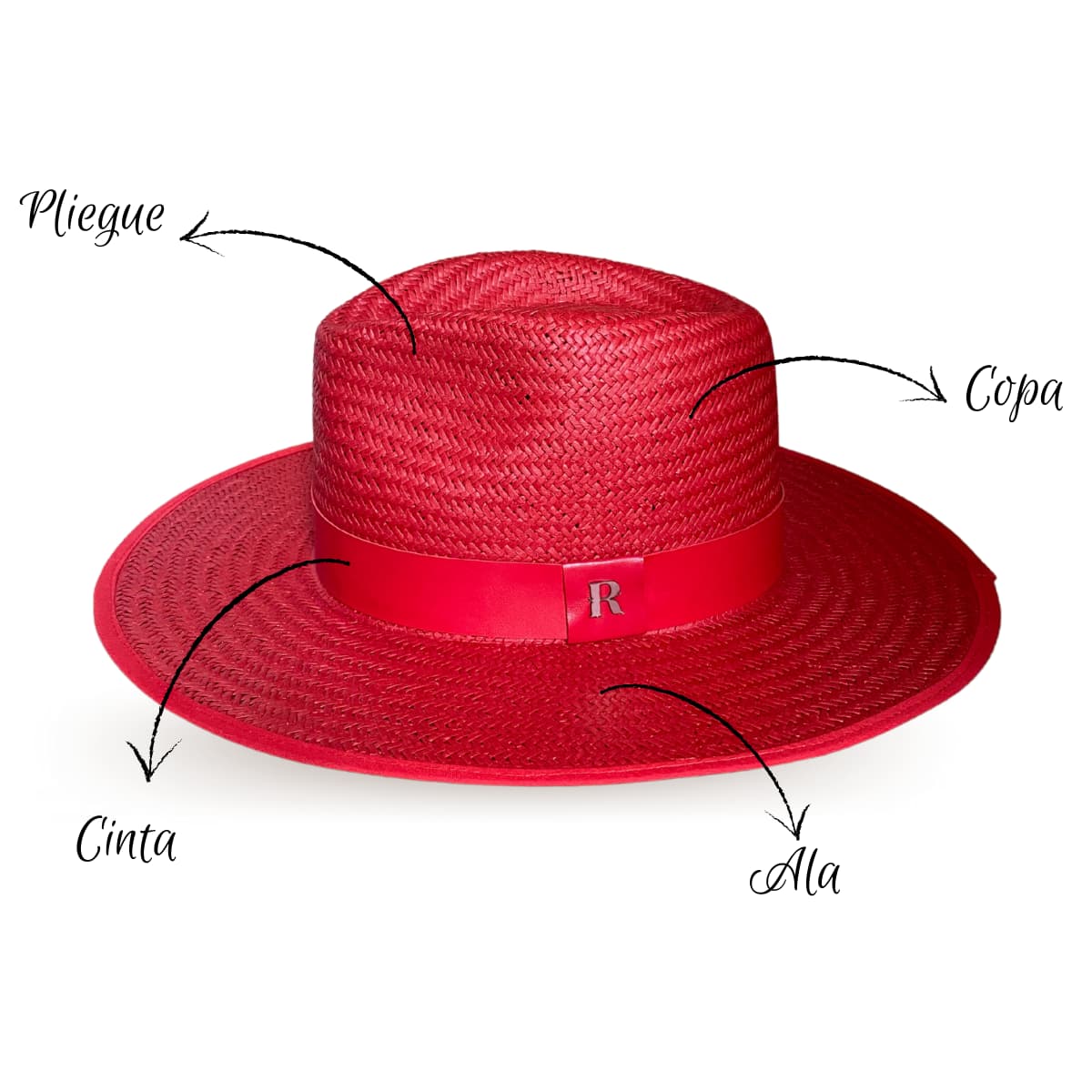 Sombrero de Paja Florida Rojo - Estilo Fedora